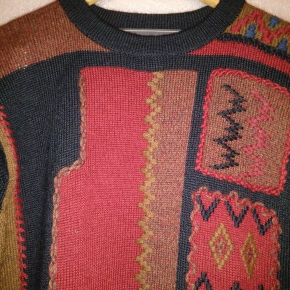 Alpaca Sweater 100% Peruvian Alpaca Tribal Knit Intarsia Sweater XS Fall/Winter - Picture 7 of 11